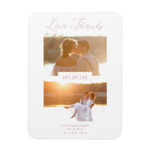 2 Photos Modern Collage Wedding Wimshical Script Magnet