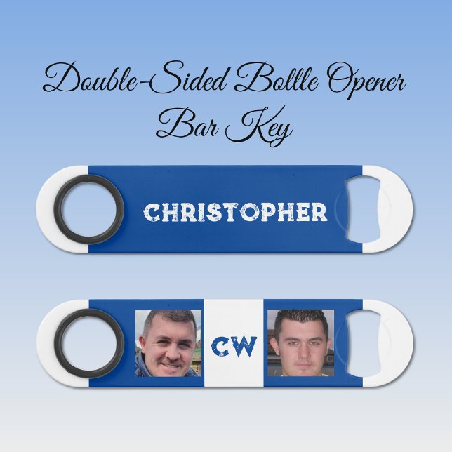 2 photos name initials white dark blue bar key (Creator Uploaded)