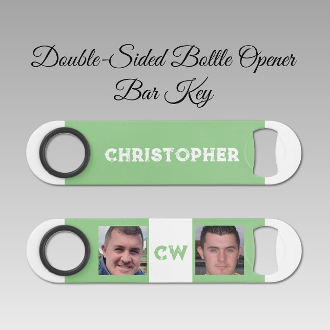 2 photos name initials white green bar key (Creator Uploaded)