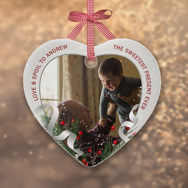 2 Photos New Grandpa New Baby Photo Silver Frame Ornament (Creator Uploaded)