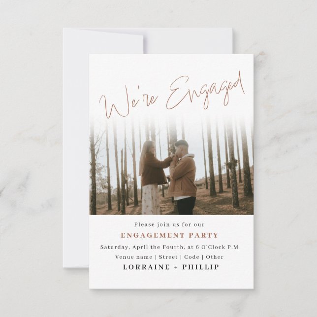 2 photos Nous sommes fiancés Invitation à la fête  (Devant)