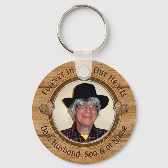 2 Photos Personalized, Memorial Keychain Keepsakes (Front)