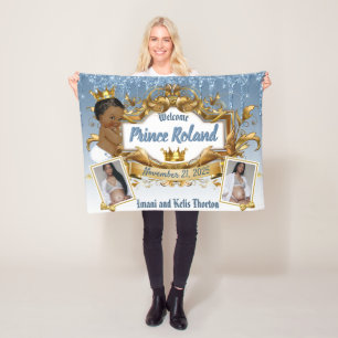  2 Photos  Royal African Prince  Blue Glitter Drip Fleece Blanket