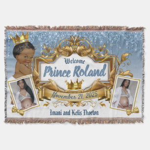  2 Photos  Royal African Prince  Blue Glitter Drip Throw Blanket