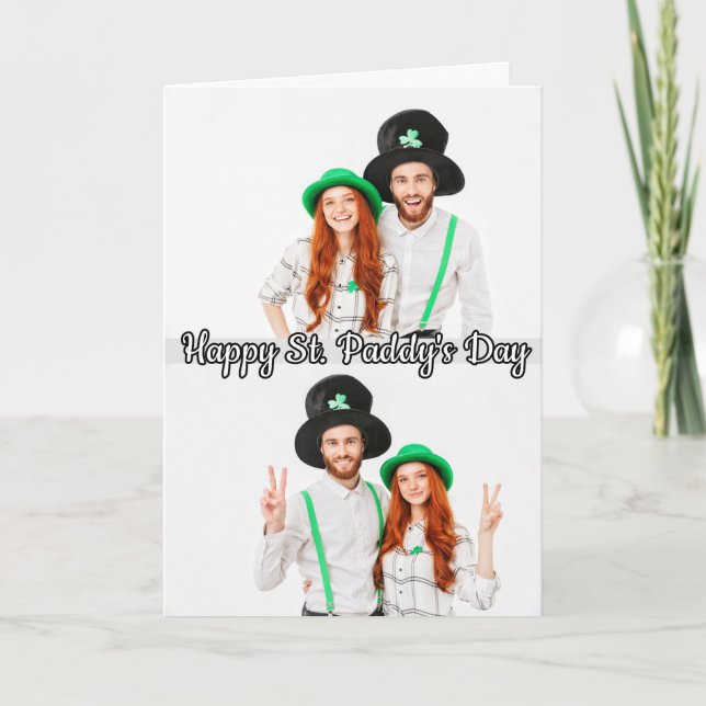 2-photos St Patrick's Day Shamrock Irish Celtic Holiday Card (Front)
