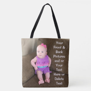 2 Pictures and Your Text on Personalized Tote Bags