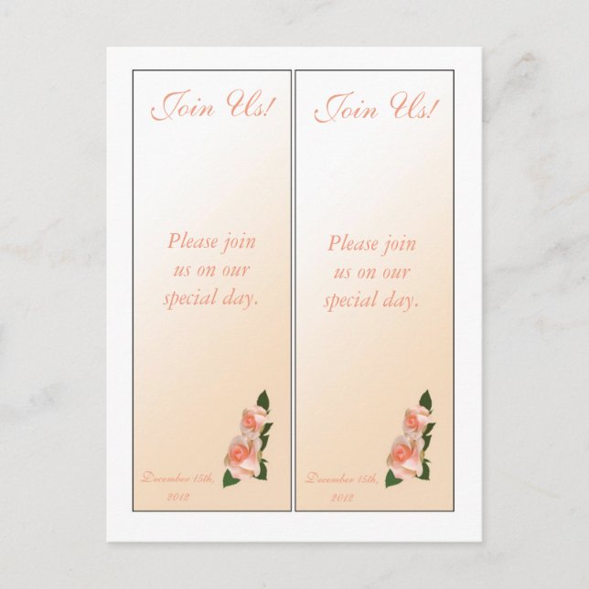 2 Pink Blush Rose Save the Date Bookmarks Announcement Postcard (Front)