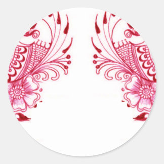 2 Pink Mehndi Henna peacock art Classic Round Sticker