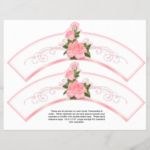 2 Pink Roses Generic Personalize Cupcake Wrappers
