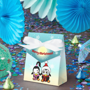 2 Polar Love Birds Celebrating Christmas Favor Box