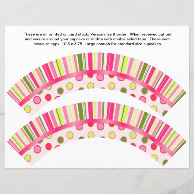 2 Polka Dot Birthday Personalize Cupcake Wrappers (Front)