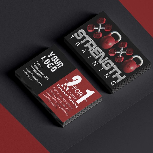 2 pour 1 Cartes de visite de remise (Custom personal training 2 for 1 special business cards)