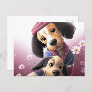 2 Pretty Dogs Postcard