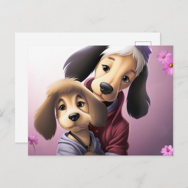 2 Pretty Dogs Postcard (Front/Back)