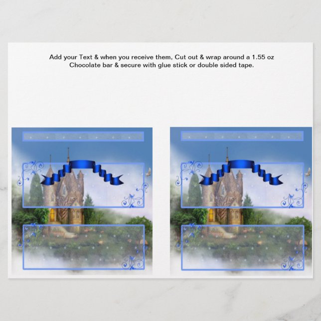2 Princess Birthday Custom Candy Bar Wrappers (Front)