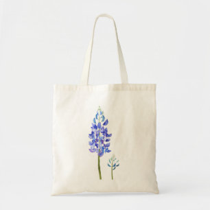 2 purple and blue botanical bluebonnet watercolor tote bag
