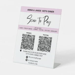 *~* 2 QR PAYMENT - Tabletop Table Tent SIMPLE Pedestal Sign