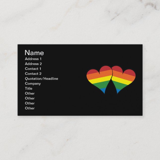 2 Rainbow Hearts Business Card (Front)