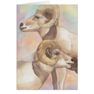 "2 Rams Watercolor Sketch/Arrowhead" Greeting Card