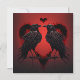 2 Raven and Gothic Heart Card