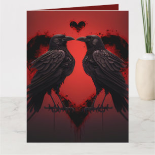 2 Raven and Gothic Heart Card