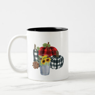 #2   Red & Black & White Buffalo Plaid Fall Mug