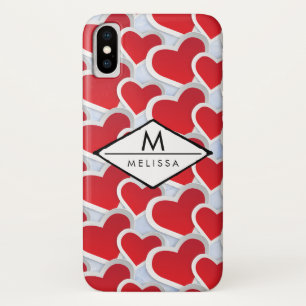 2 Red Hearts Repeating Pattern Cute Case-Mate iPhone Case