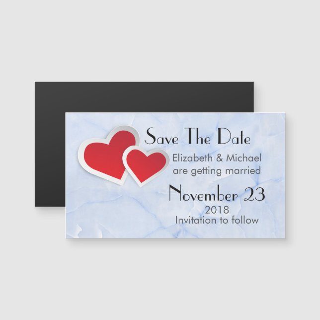 2 Red Hearts Wedding Save The Date (Front/Back)