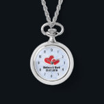 2 Red Paper Hearts on Icy Blue Marble Watch<br><div class="desc">A personalized watch with an illustration of 2 paper hearts - red with a white border. Set on an elegant icy blue marble background.</div>