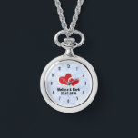 2 Red Paper Hearts on Icy Blue Marble Watch<br><div class="desc">A personalized watch with an illustration of 2 paper hearts - red with a white border. Set on an elegant icy blue marble background.</div>