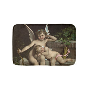 2 retro cupids sitting bath mat