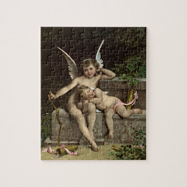 2 retro cupids sitting jigsaw puzzle (Vertical)