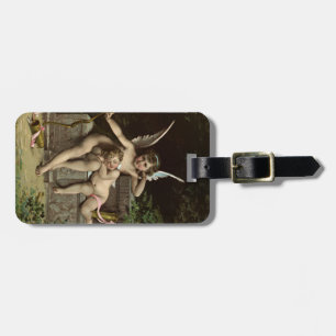 2 retro cupids sitting luggage tag