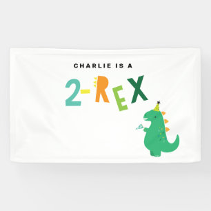 2-REX Dinosaur party Bannière pour le 2e anniversa