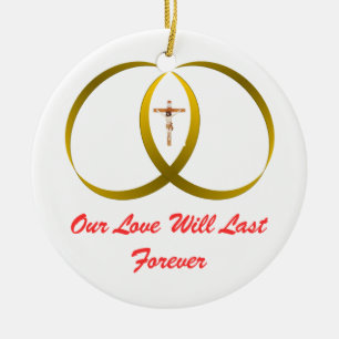 2 rings & JESUS, Ceramic Ornament