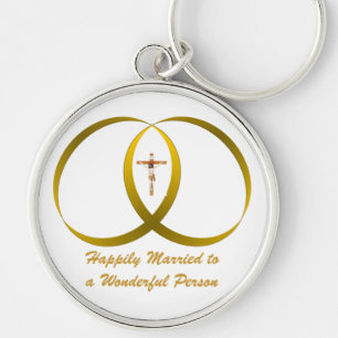 2 rings & JESUS, Happily Married Keychain