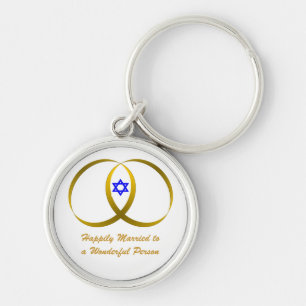 2 rings & STAR of DAVID, Happily Married Keychain