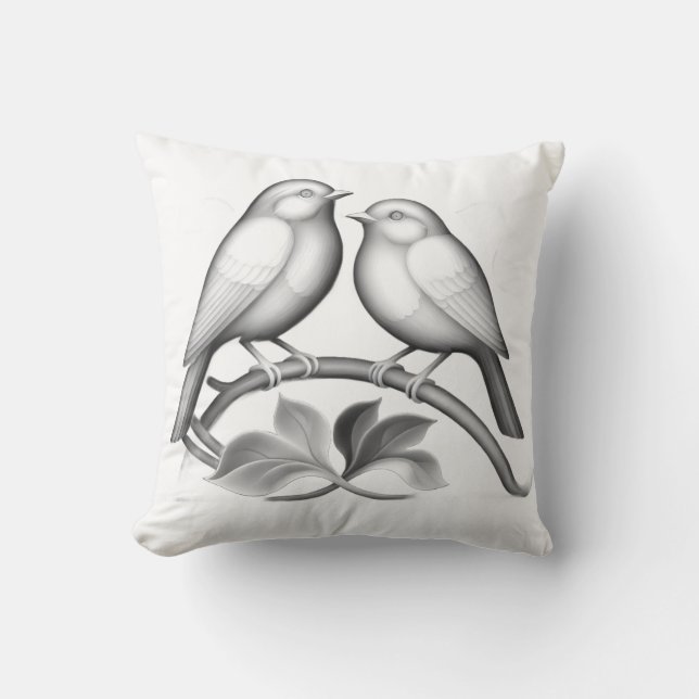 2 Robins on white Throw Pillow (Front)