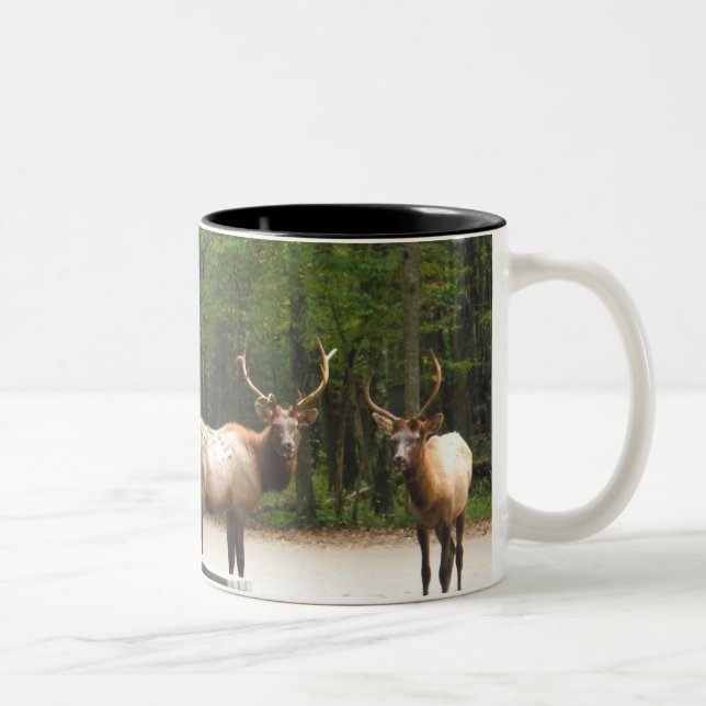 2 Rocky Mountain Elk Two-Tone Coffee Mug (Right)