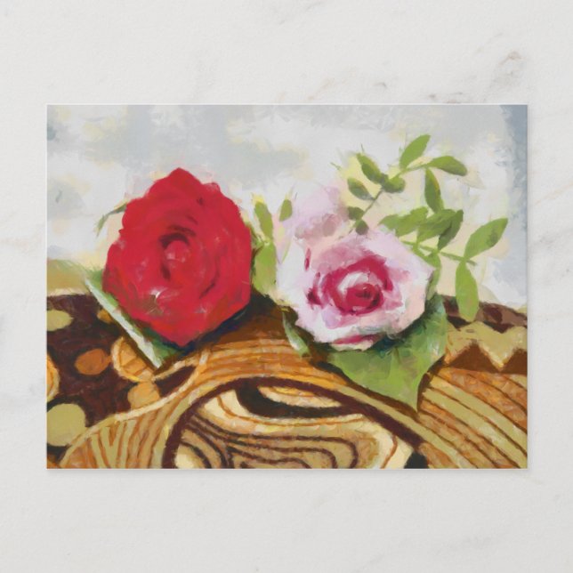 2 roses painting postcard (Front)