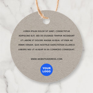 2" Round  Kraft Add Logo with Description Text Fav Favour Tags