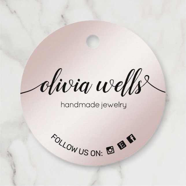  2" Round Rose Gold Signature  Script Hang Tags (Back)