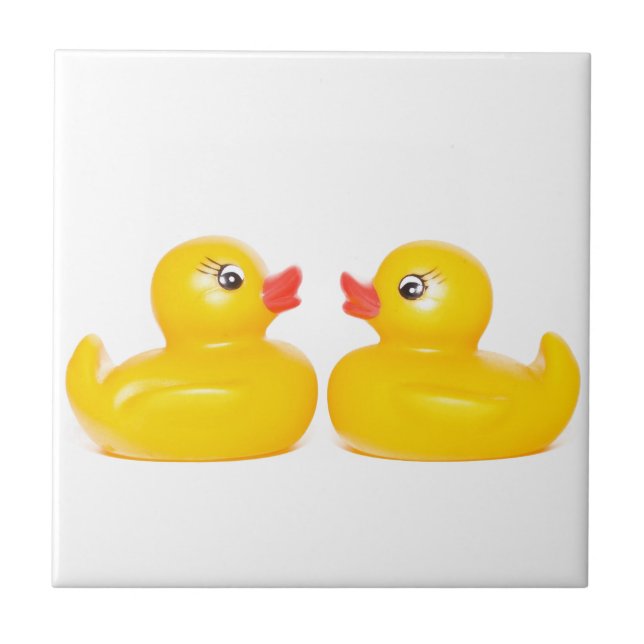 2 rubber ducks in love tile (Front)
