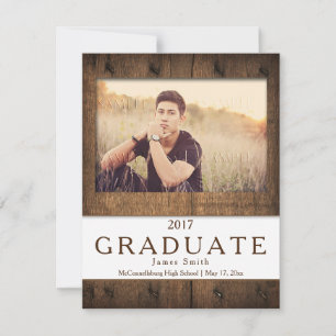 #2 Rustic Barn Wood Photo Graduation Announcement
