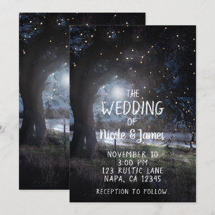 2 Rustic Trees Evening Lights Dusk Sunset Wedding Invitation