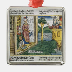 2 Samuel 11 1-5 David sees Bathsheba bathing, from Metal Ornament