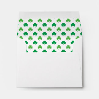 2-Shades of Green Shamrocks on White St. Patrick's Envelopes