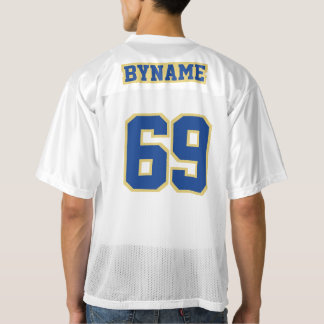 2 Side BLUE OLD GOLD WHITE Mens Football Jersey