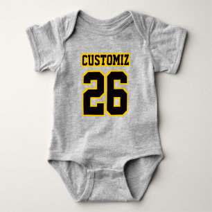 2 Side GRAY BLACK GOLD Crewneck Football Outfit Baby Bodysuit