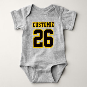 2 Side GRAY BLACK GOLD Crewneck Football Outfit Baby Bodysuit